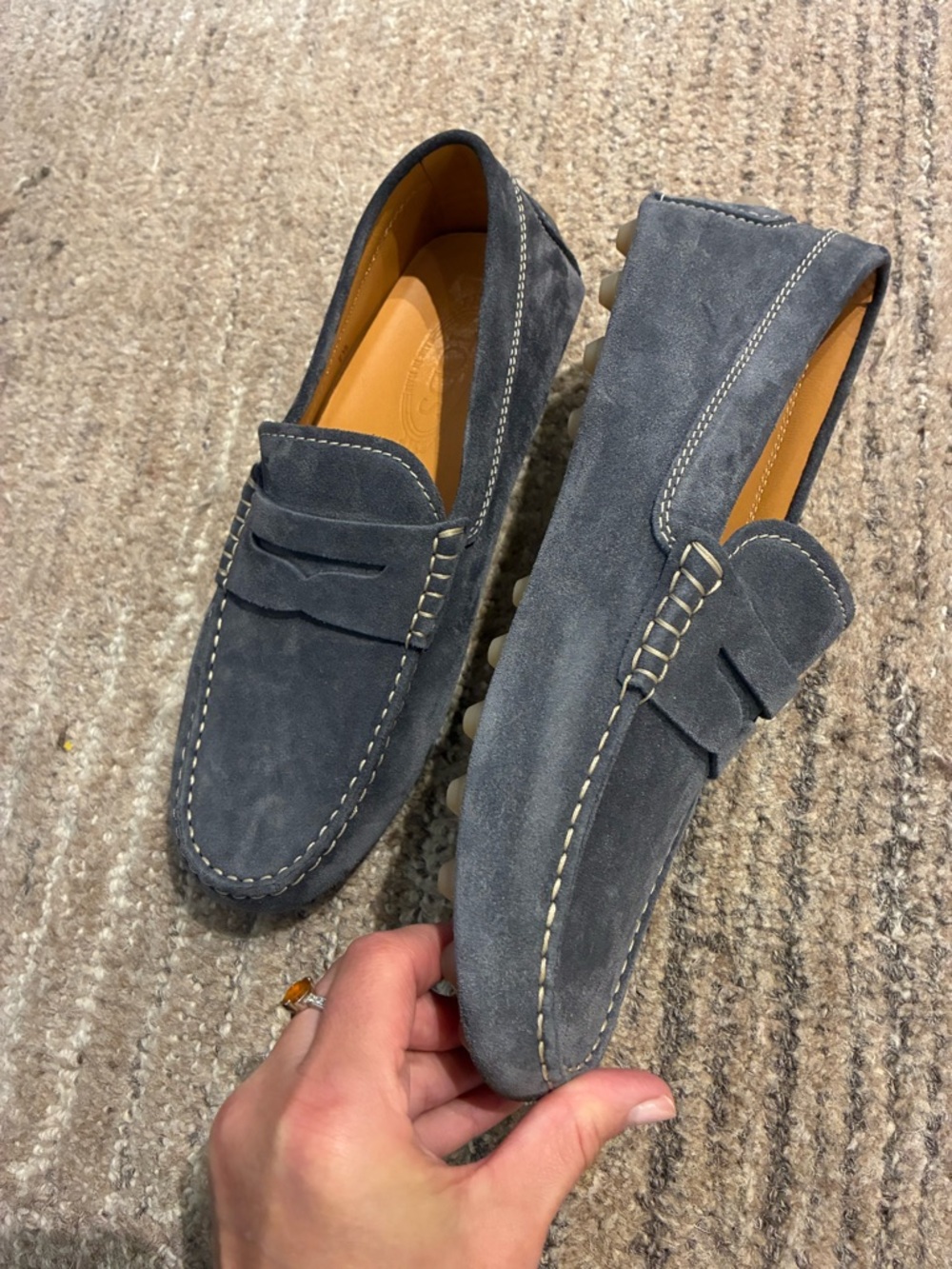 Tod's Gommino Suede Driving Shoes in Slate Blue Size 7.5